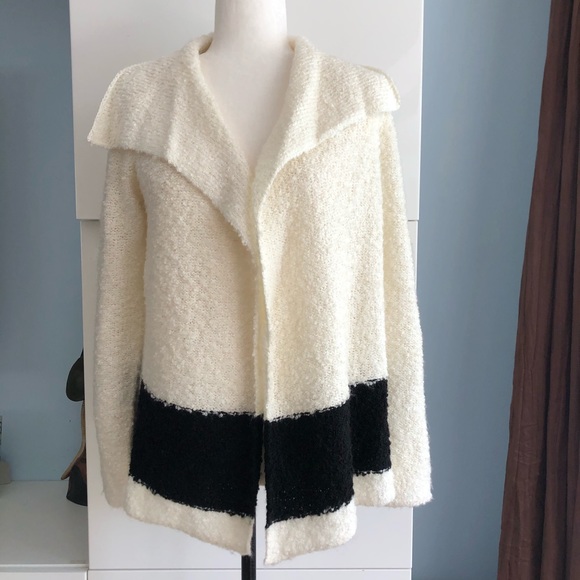 Ralph Lauren Ivory & Black Open Cardigan Sz Small - Picture 1 of 7